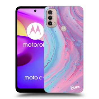 Picasee silikonový černý obal pro Motorola Moto E40 - Pink liquid