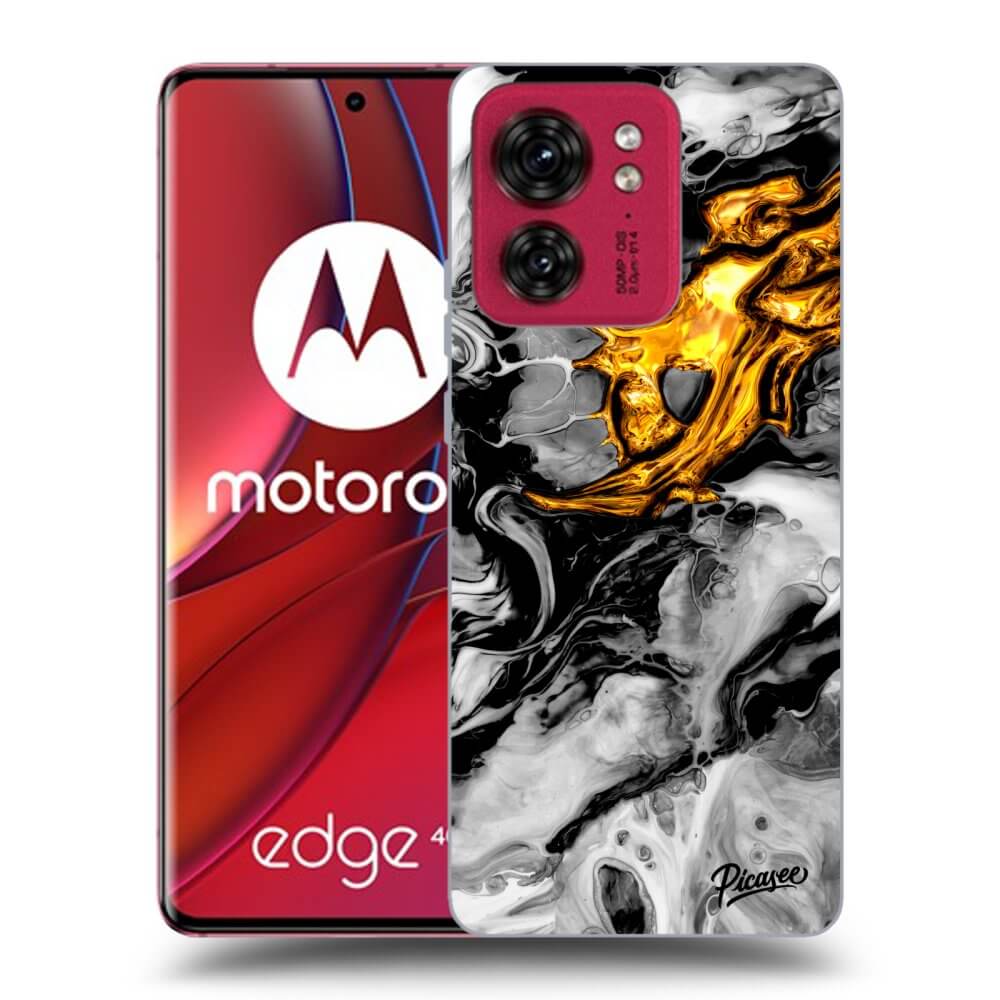 Picasee silikonový černý obal pro Motorola Edge 40 - Black Gold 2