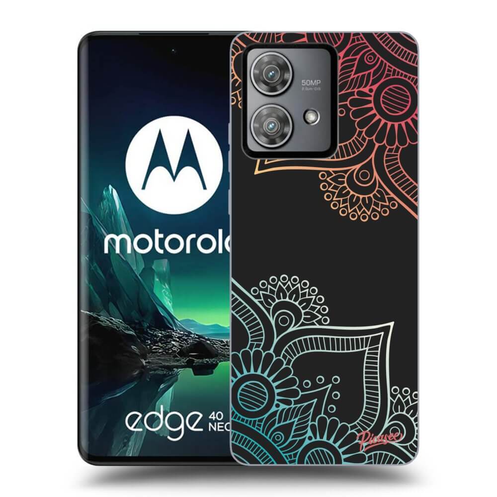 Picasee silikonový černý obal pro Motorola Edge 40 Neo - Flowers pattern