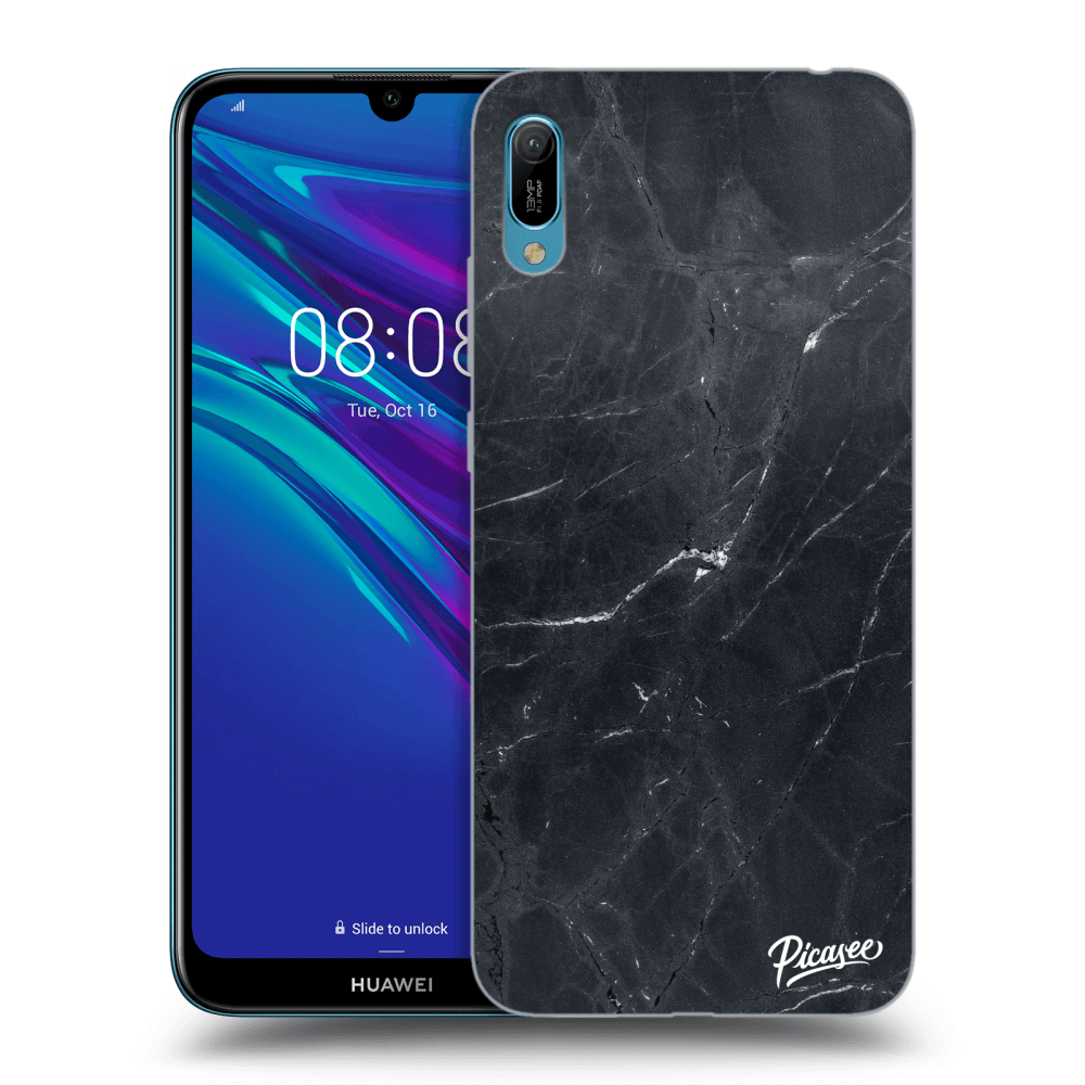 Picasee silikonový černý obal pro Huawei Y6 2019 - Black marble
