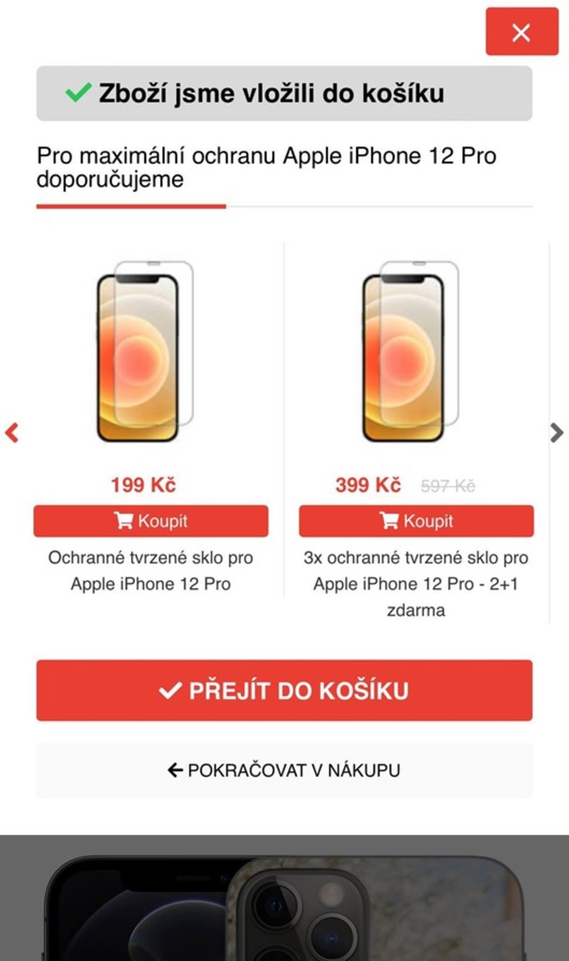 Ke krytu můžete přidat ochranné sklo