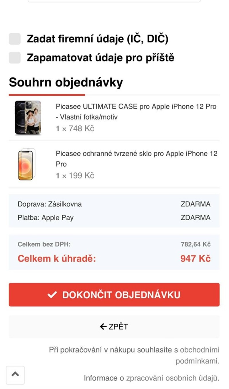 Vyberte si dopravu, způsob platby, vyplňte dodací údaje