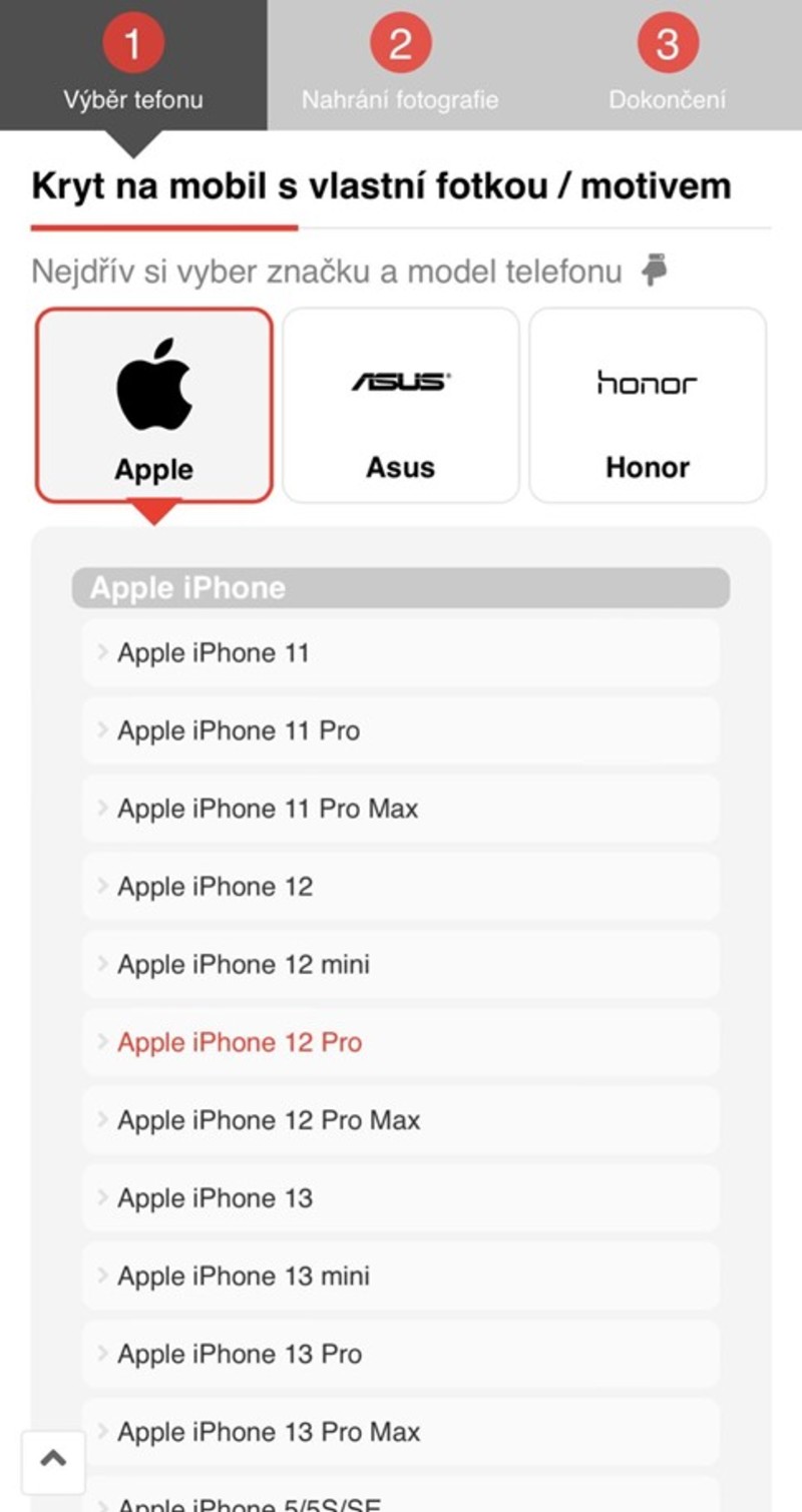 Zvolte značku a model vašeho telefonu