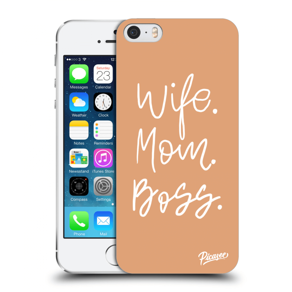 Picasee silikonový průhledný obal pro Apple iPhone 5/5S/SE - Boss Mama