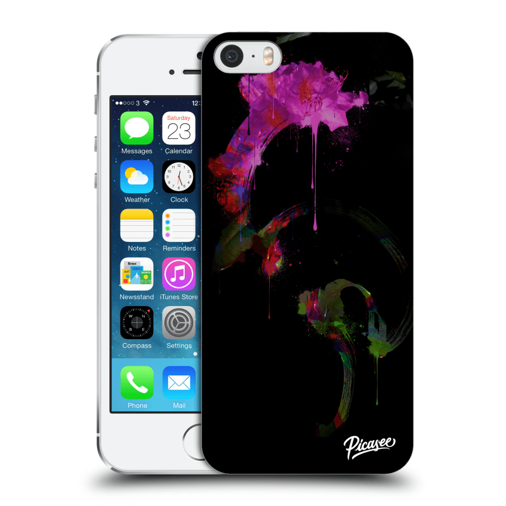 Picasee silikonový průhledný obal pro Apple iPhone 5/5S/SE - Peony black