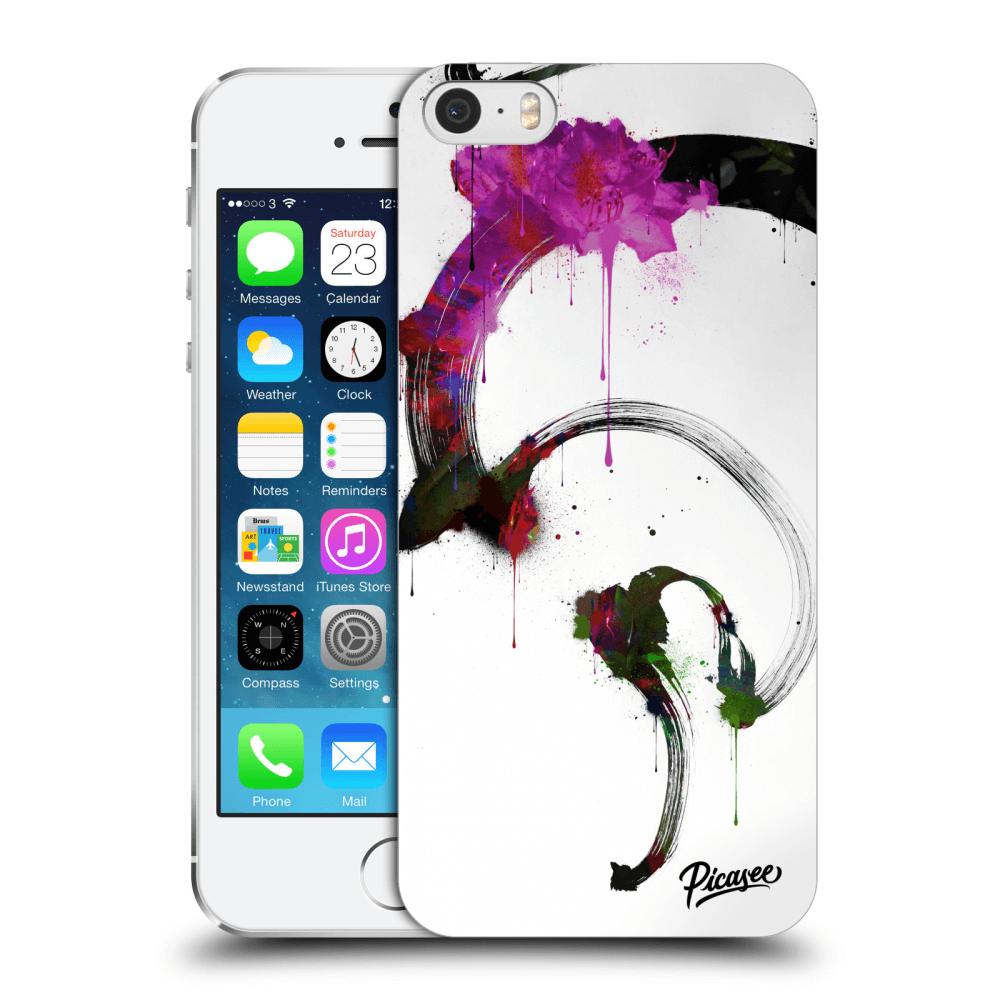 Picasee silikonový průhledný obal pro Apple iPhone 5/5S/SE - Peony White