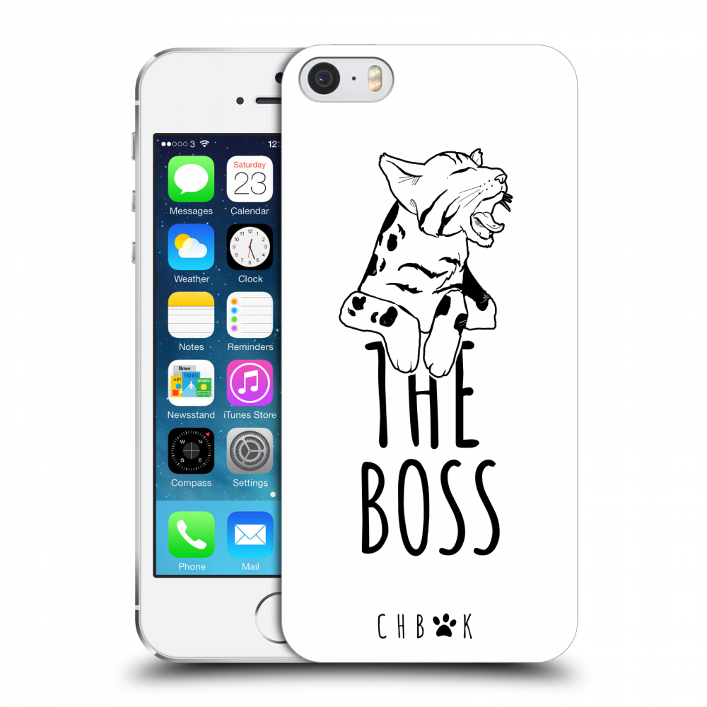 Picasee silikonový průhledný obal pro Apple iPhone 5/5S/SE - CHBMK - The Boss - white