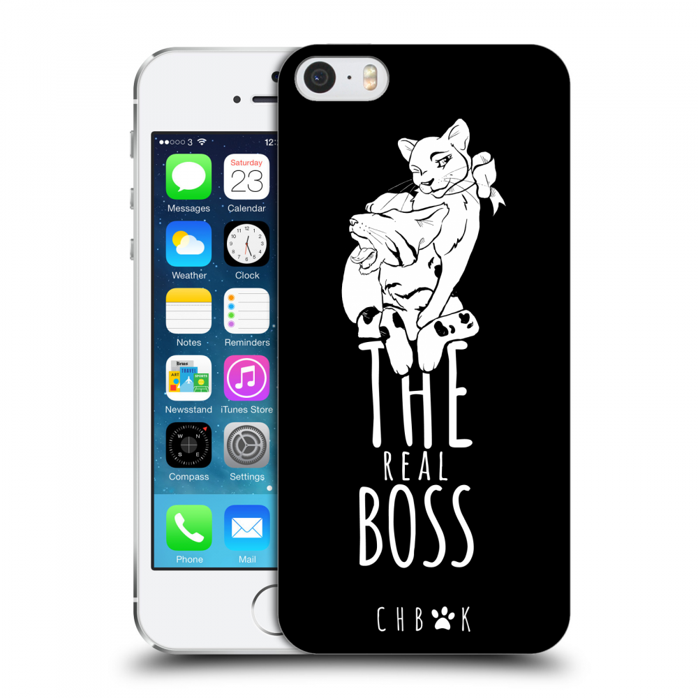 Picasee silikonový průhledný obal pro Apple iPhone 5/5S/SE - CHBMK - The real Boss - black
