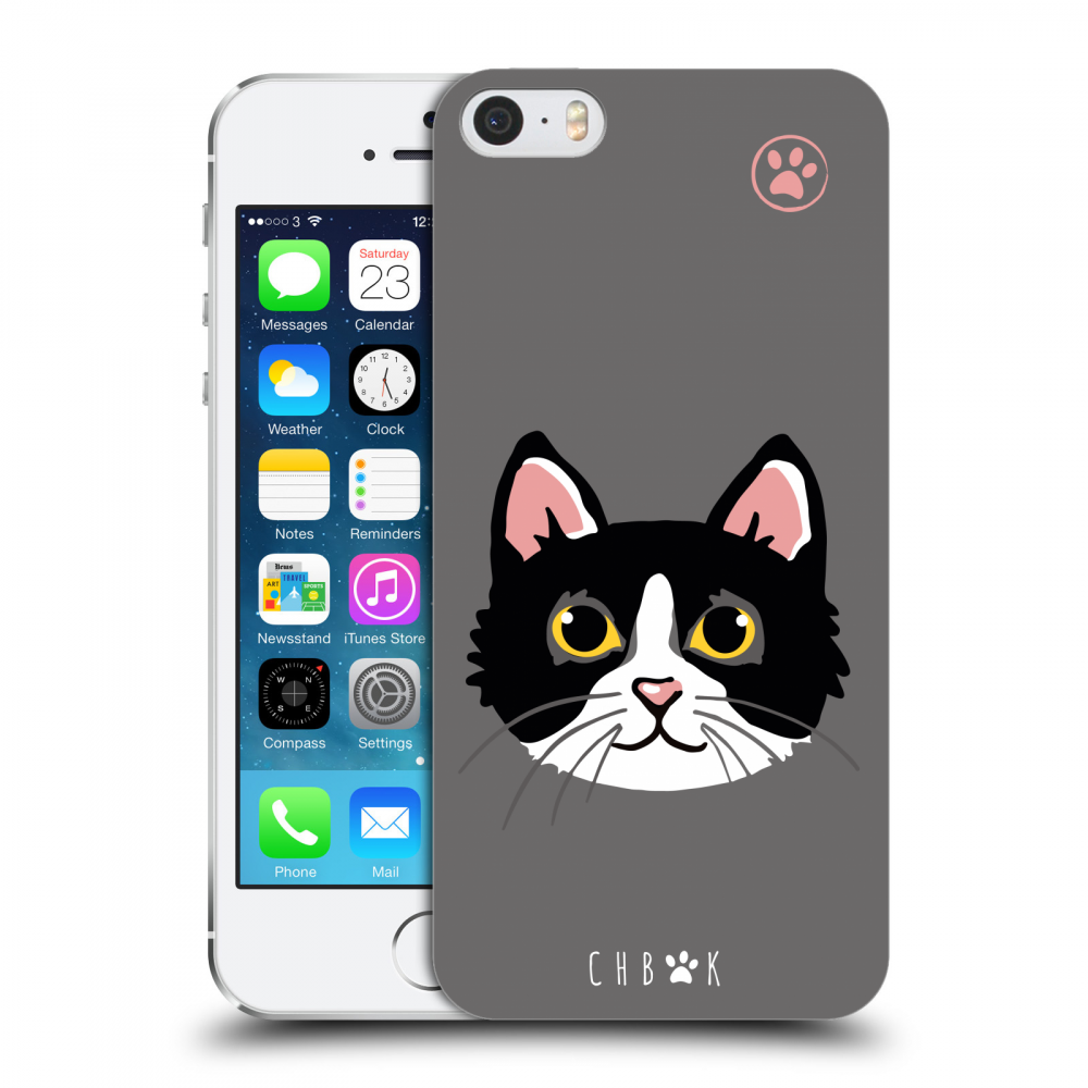 Picasee silikonový průhledný obal pro Apple iPhone 5/5S/SE - Chybí mí kočky - Šedá