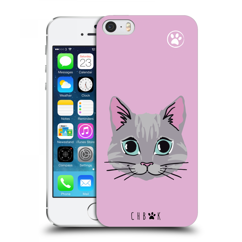 Picasee silikonový průhledný obal pro Apple iPhone 5/5S/SE - Chybí mi kočky - Růžová