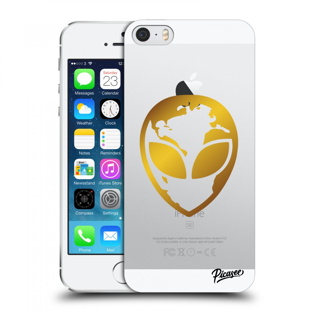 Picasee silikonový průhledný obal pro Apple iPhone 5/5S/SE - EARTH - Gold Alien 3.0