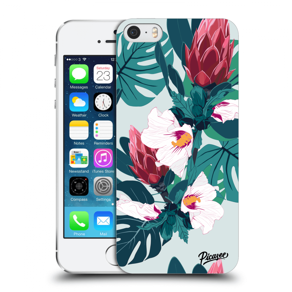 Picasee silikonový průhledný obal pro Apple iPhone 5/5S/SE - Rhododendron