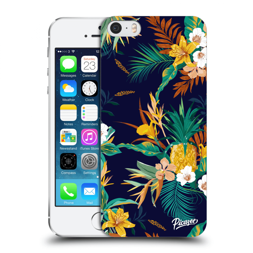 Picasee silikonový průhledný obal pro Apple iPhone 5/5S/SE - Pineapple Color