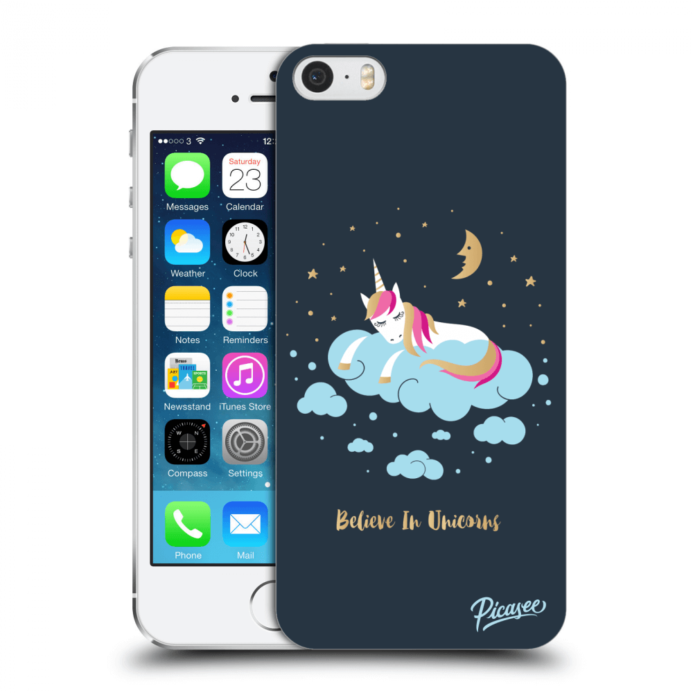 Picasee plastový černý obal pro Apple iPhone 5/5S/SE - Believe In Unicorns