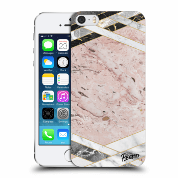 Picasee silikonový průhledný obal pro Apple iPhone 5/5S/SE - Pink geometry