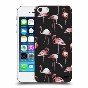 Picasee plastový černý obal pro Apple iPhone 5/5S/SE - Flamingos