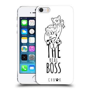 Picasee silikonový průhledný obal pro Apple iPhone 5/5S/SE - CHBMT - The real Boss - white