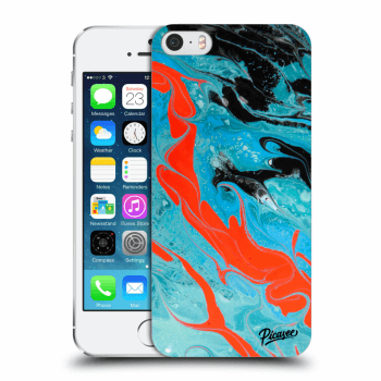 Picasee silikonový průhledný obal pro Apple iPhone 5/5S/SE - Blue Magma