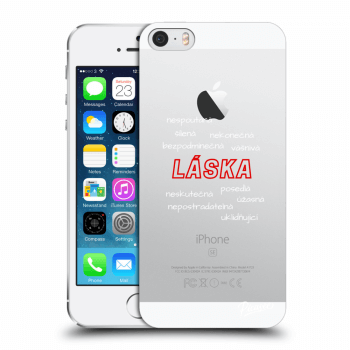 Picasee silikonový průhledný obal pro Apple iPhone 5/5S/SE - Vlastnosti lásky Bílá