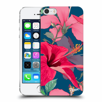 Picasee silikonový průhledný obal pro Apple iPhone 5/5S/SE - Hibiscus