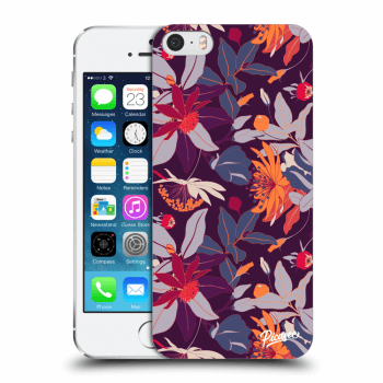 Picasee silikonový průhledný obal pro Apple iPhone 5/5S/SE - Purple Leaf
