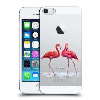 Picasee silikonový průhledný obal pro Apple iPhone 5/5S/SE - Flamingos couple