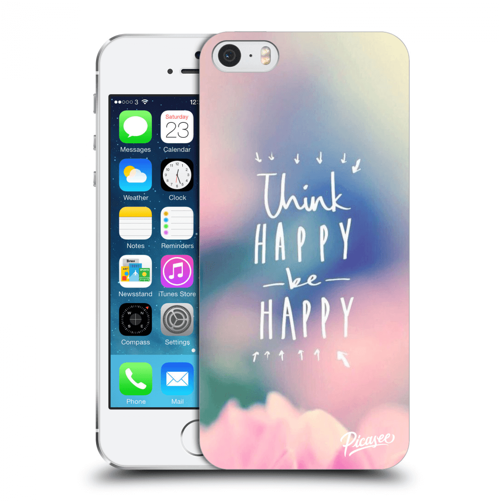 Picasee silikonový průhledný obal pro Apple iPhone 5/5S/SE - Think happy be happy