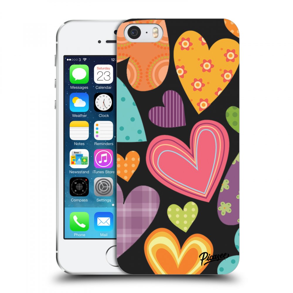 Picasee plastový černý obal pro Apple iPhone 5/5S/SE - Colored heart