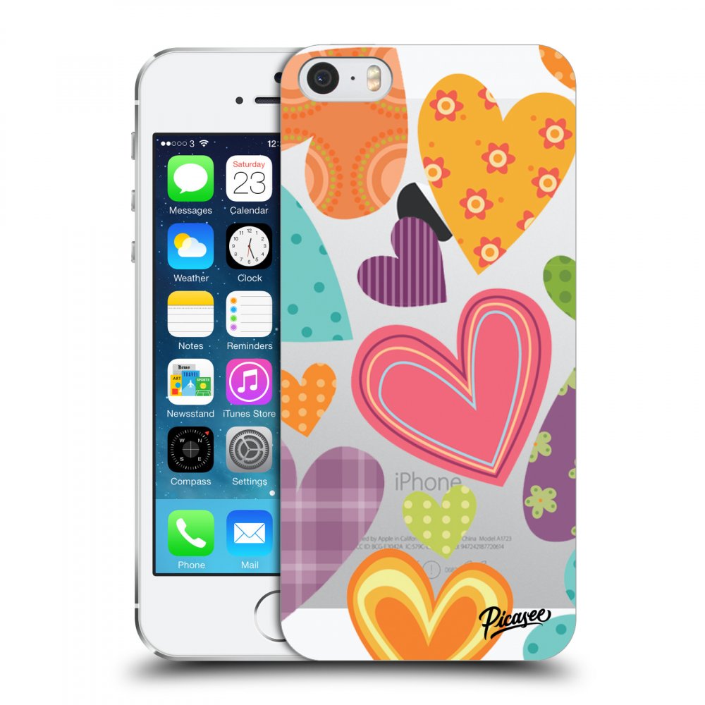 Picasee silikonový průhledný obal pro Apple iPhone 5/5S/SE - Colored heart