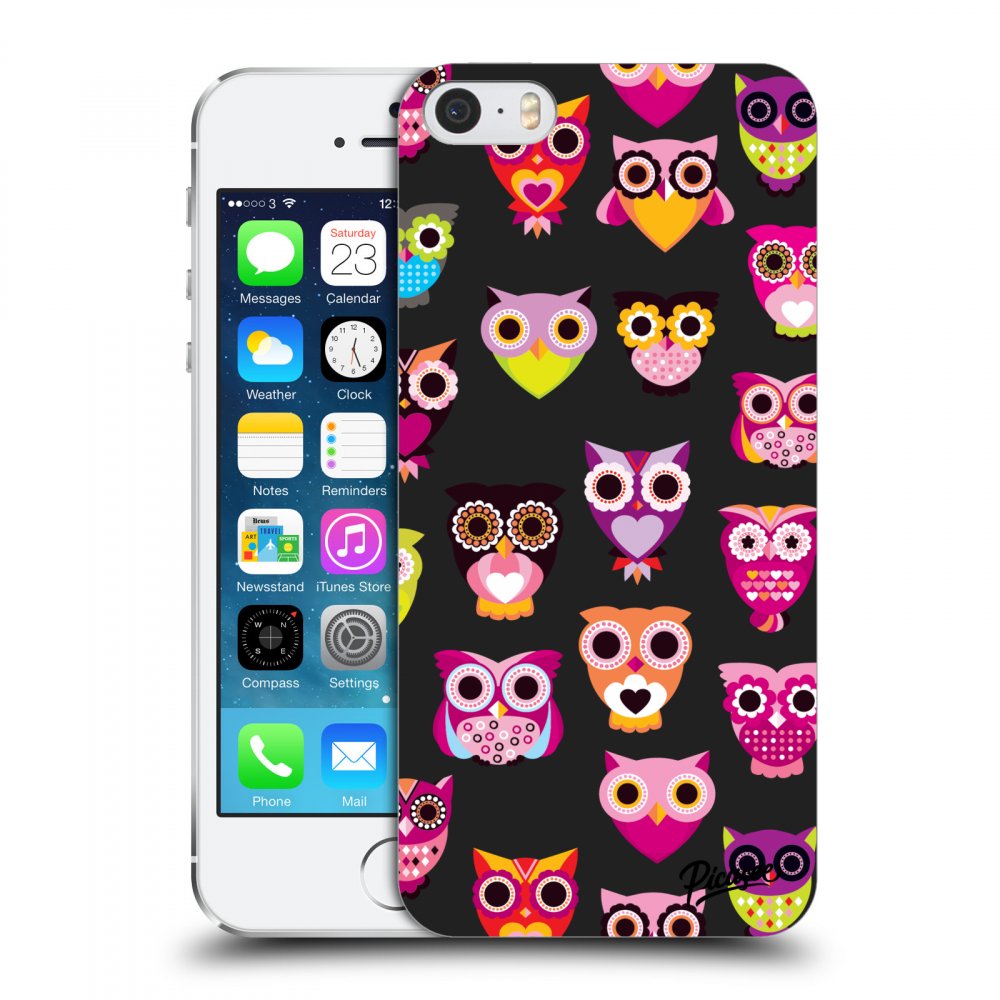 Picasee plastový černý obal pro Apple iPhone 5/5S/SE - Owls