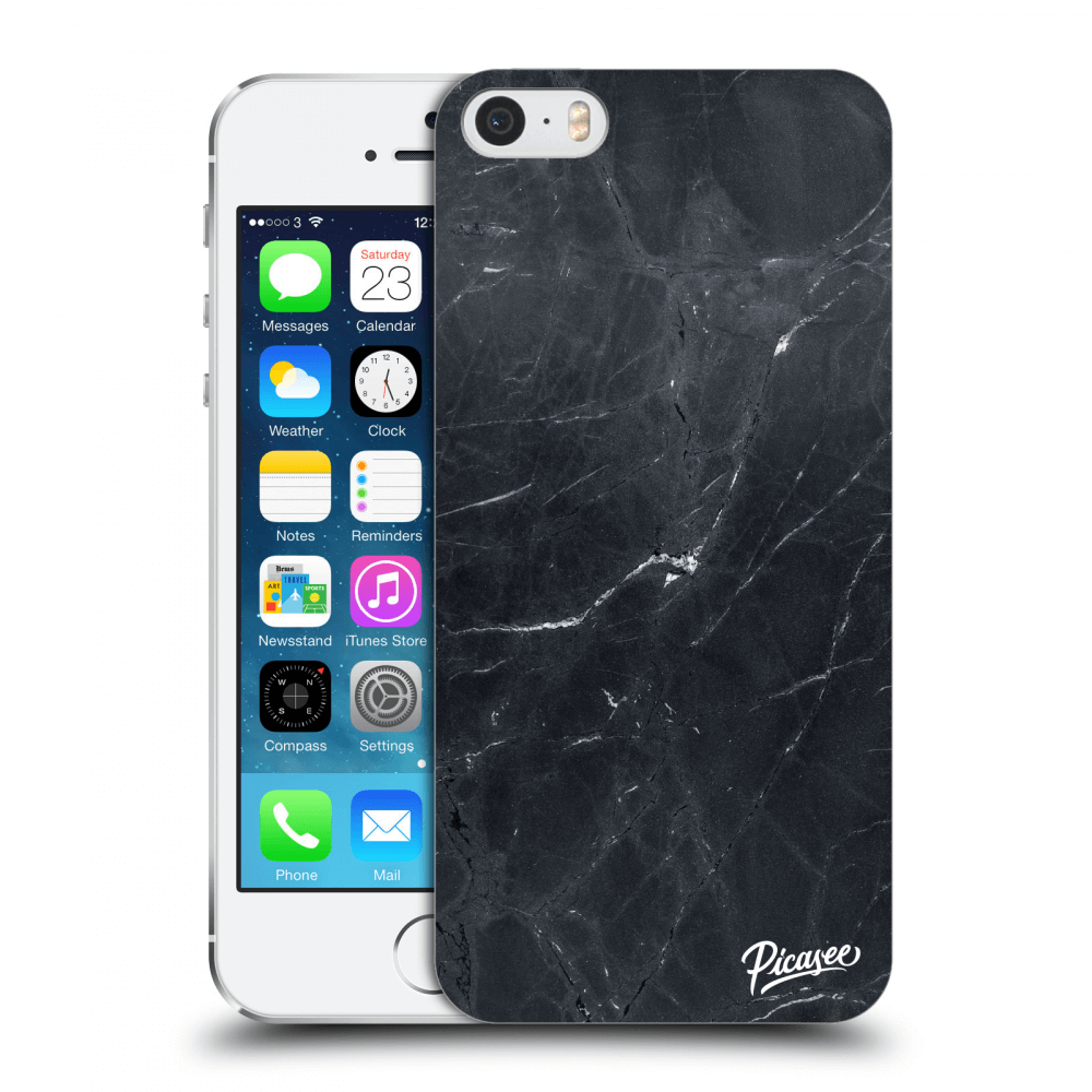 Picasee silikonový průhledný obal pro Apple iPhone 5/5S/SE - Black marble