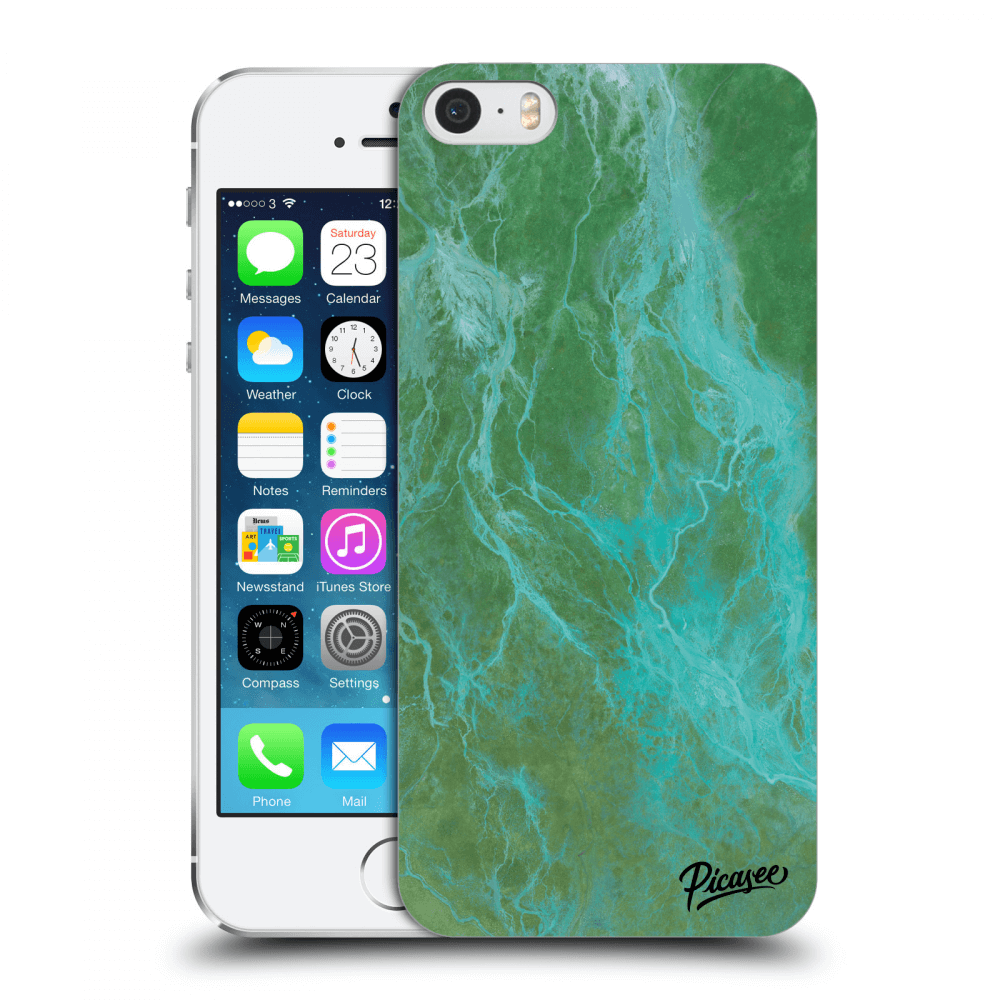 Picasee plastový černý obal pro Apple iPhone 5/5S/SE - Green marble