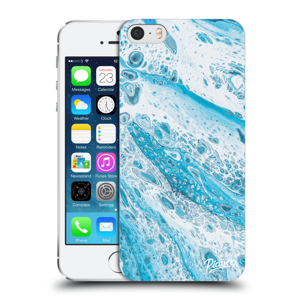 Picasee silikonový průhledný obal pro Apple iPhone 5/5S/SE - Blue liquid