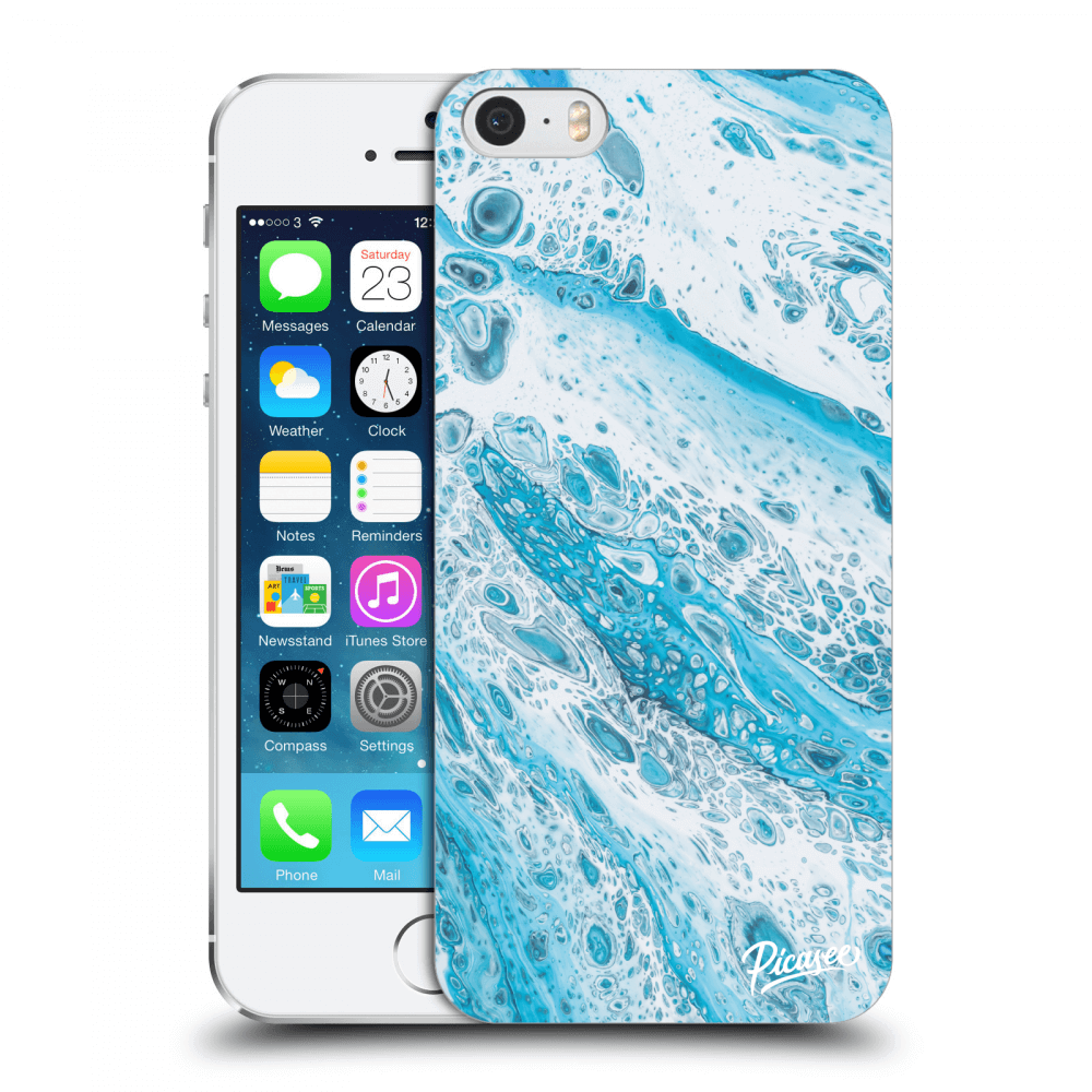 Picasee plastový průhledný obal pro Apple iPhone 5/5S/SE - Blue liquid