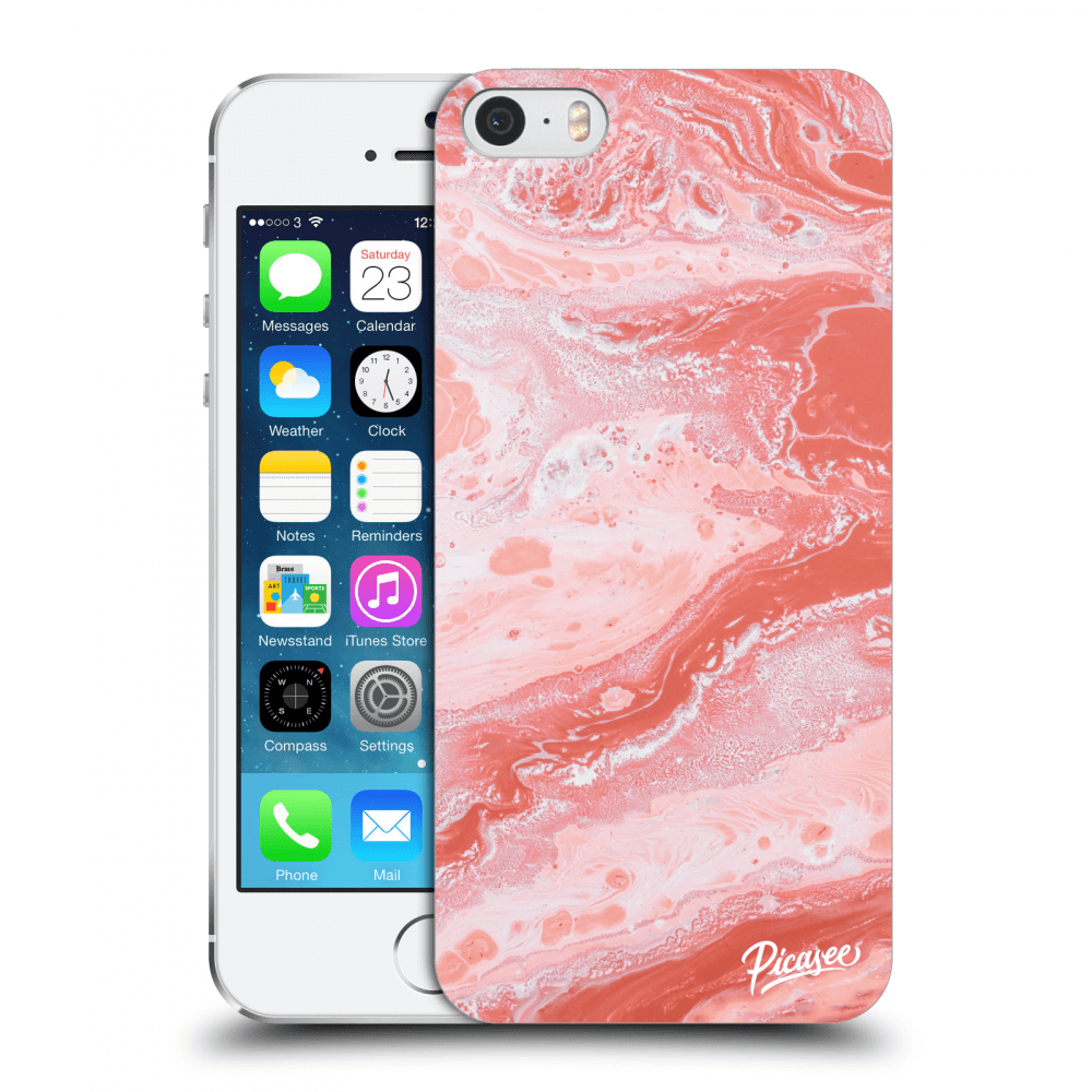 Picasee silikonový průhledný obal pro Apple iPhone 5/5S/SE - Red liquid