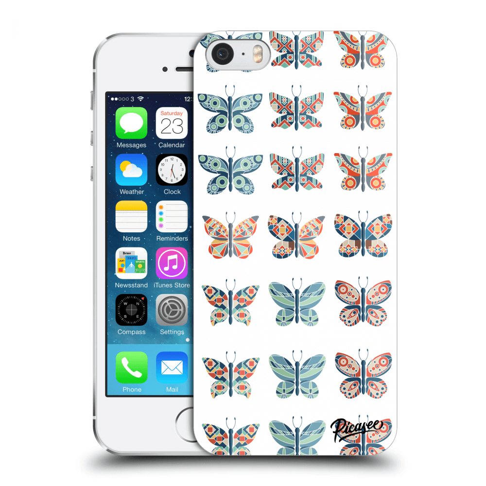 Picasee plastový průhledný obal pro Apple iPhone 5/5S/SE - Butterflies