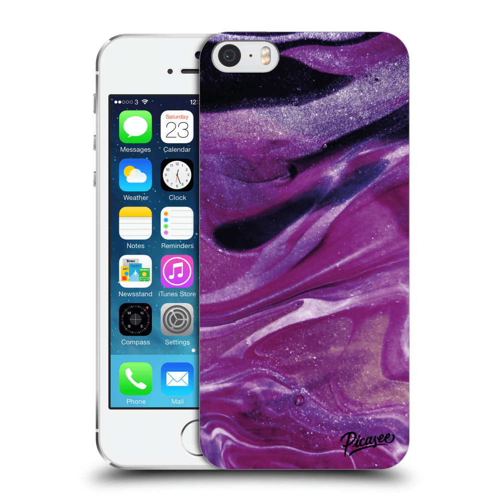 Picasee silikonový průhledný obal pro Apple iPhone 5/5S/SE - Purple glitter