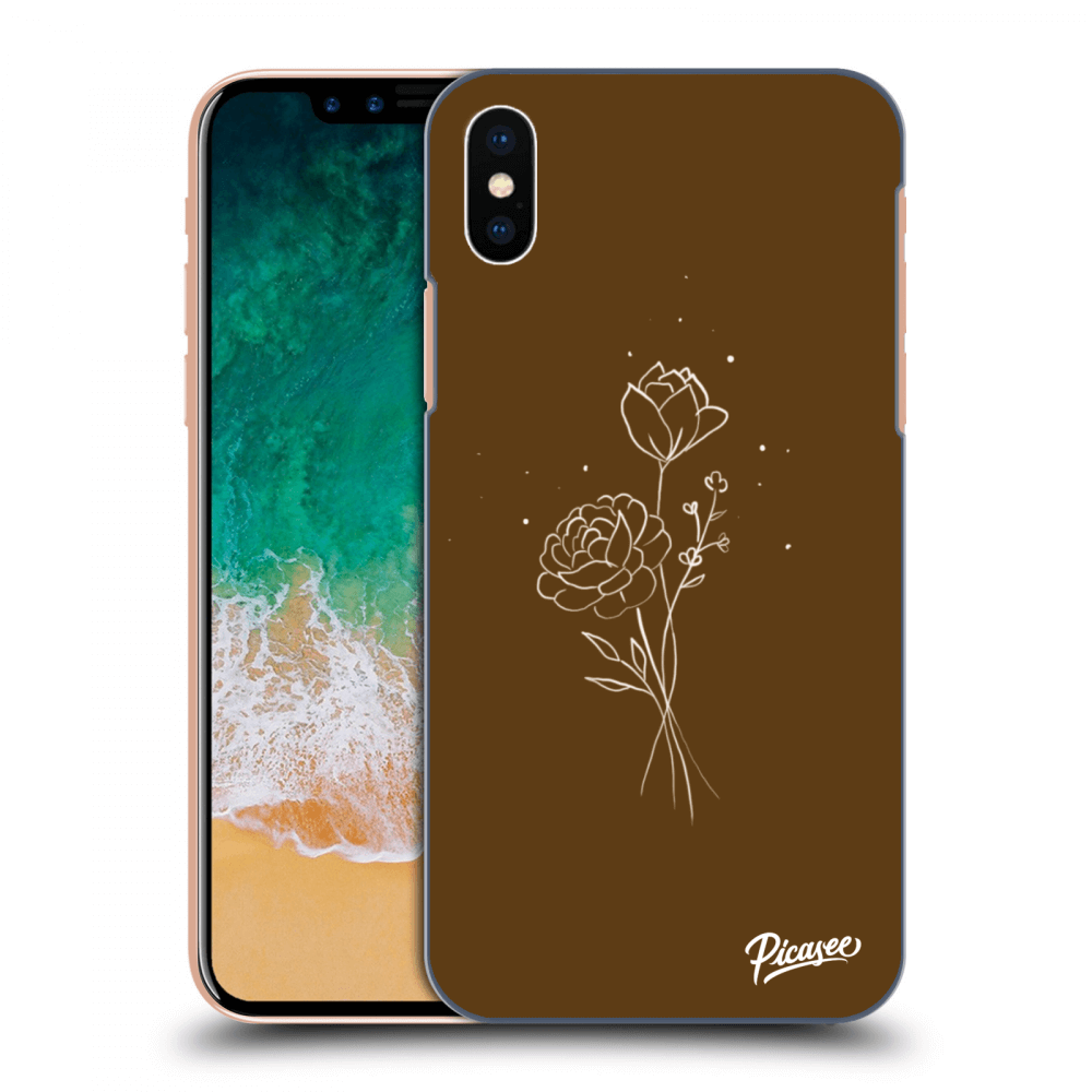 Picasee silikonový průhledný obal pro Apple iPhone X/XS - Brown flowers
