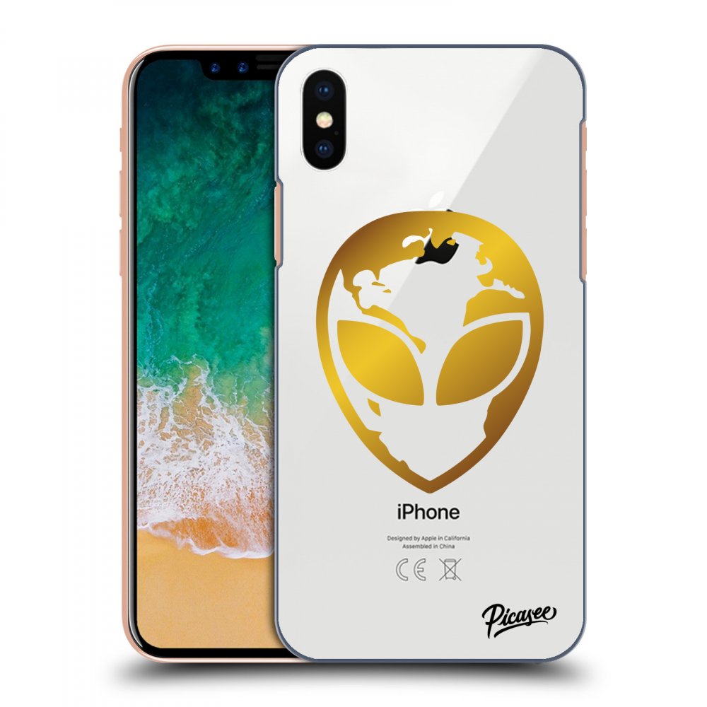 Silikonový Průhledný Obal Pro Apple IPhone X/XS - EARTH - Gold Alien 3.0