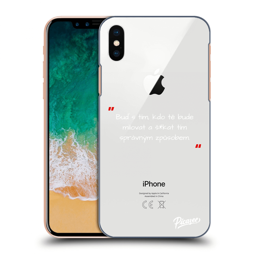 Picasee silikonový průhledný obal pro Apple iPhone X/XS - Správná láska Bílá