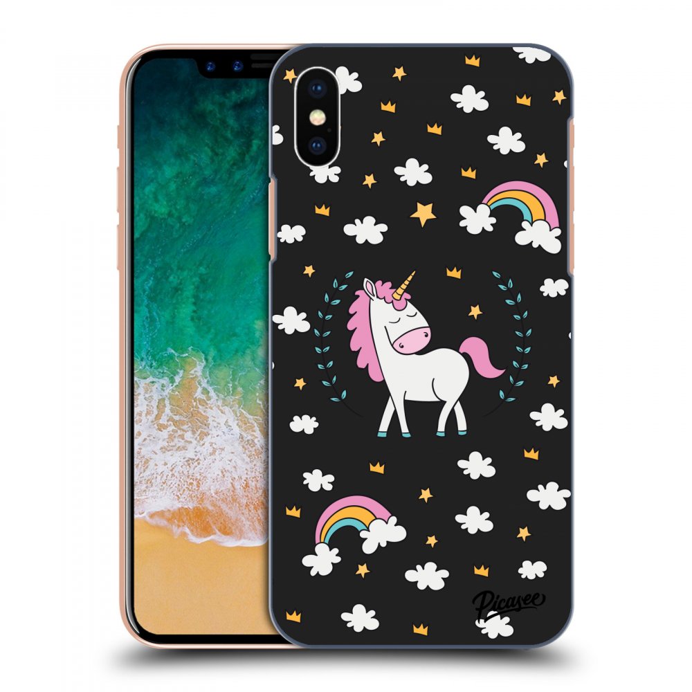 Picasee silikonový černý obal pro Apple iPhone X/XS - Unicorn star heaven