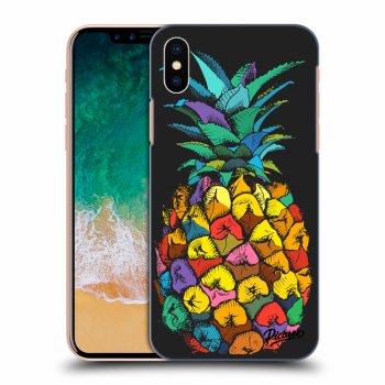 Picasee silikonový černý obal pro Apple iPhone X/XS - Pineapple