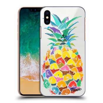 Picasee silikonový průhledný obal pro Apple iPhone X/XS - Pineapple