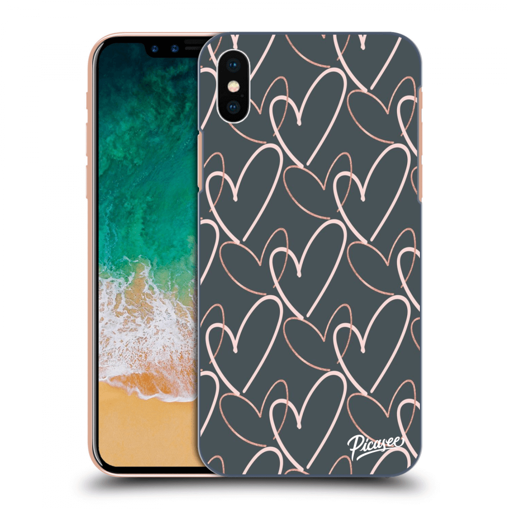 Picasee silikonový černý obal pro Apple iPhone X/XS - Lots of love