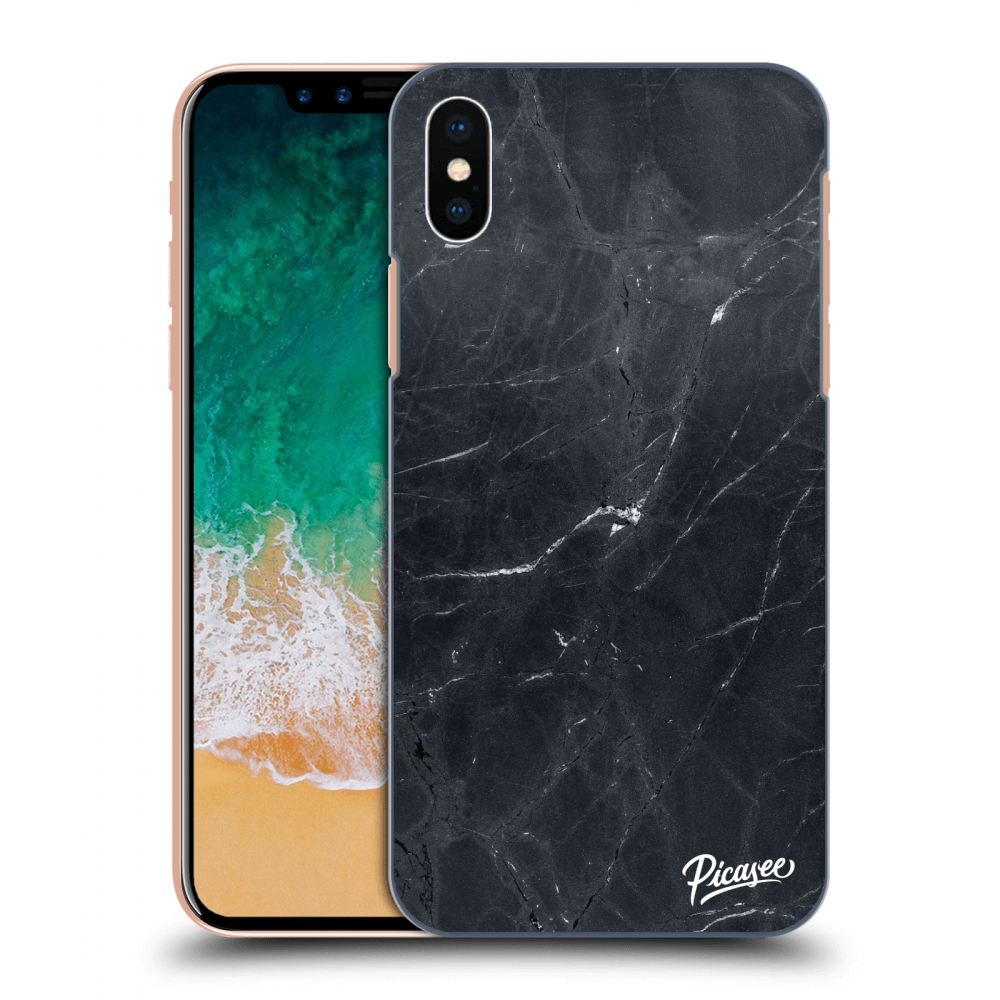 Picasee silikonový průhledný obal pro Apple iPhone X/XS - Black marble