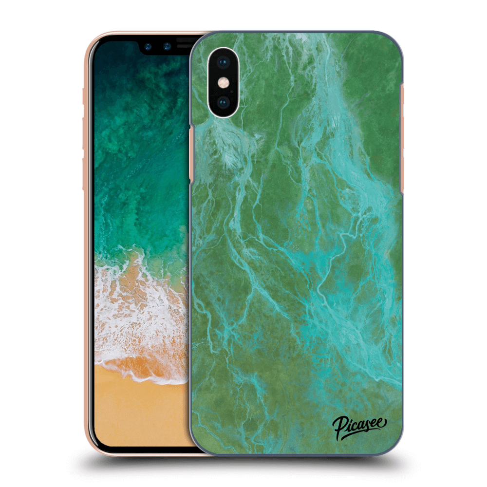 Picasee silikonový průhledný obal pro Apple iPhone X/XS - Green marble