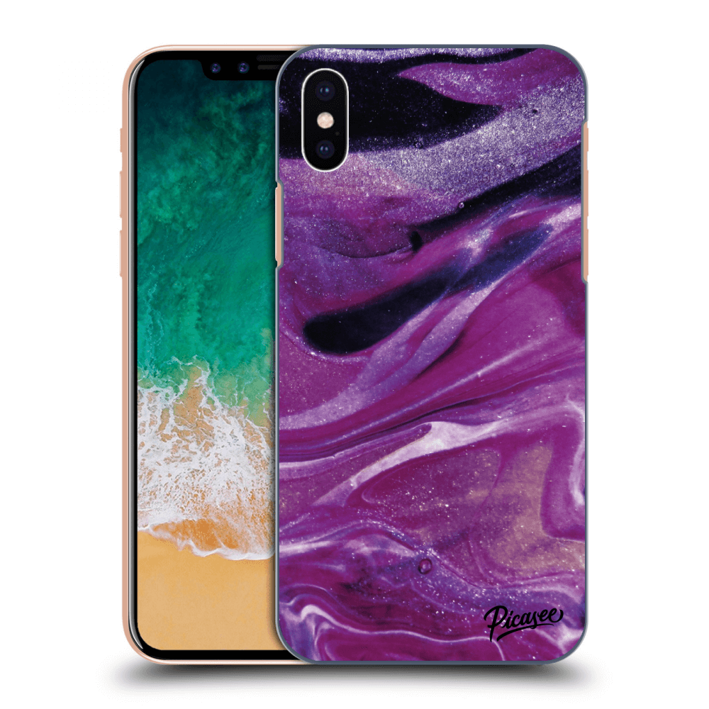 Picasee silikonový průhledný obal pro Apple iPhone X/XS - Purple glitter