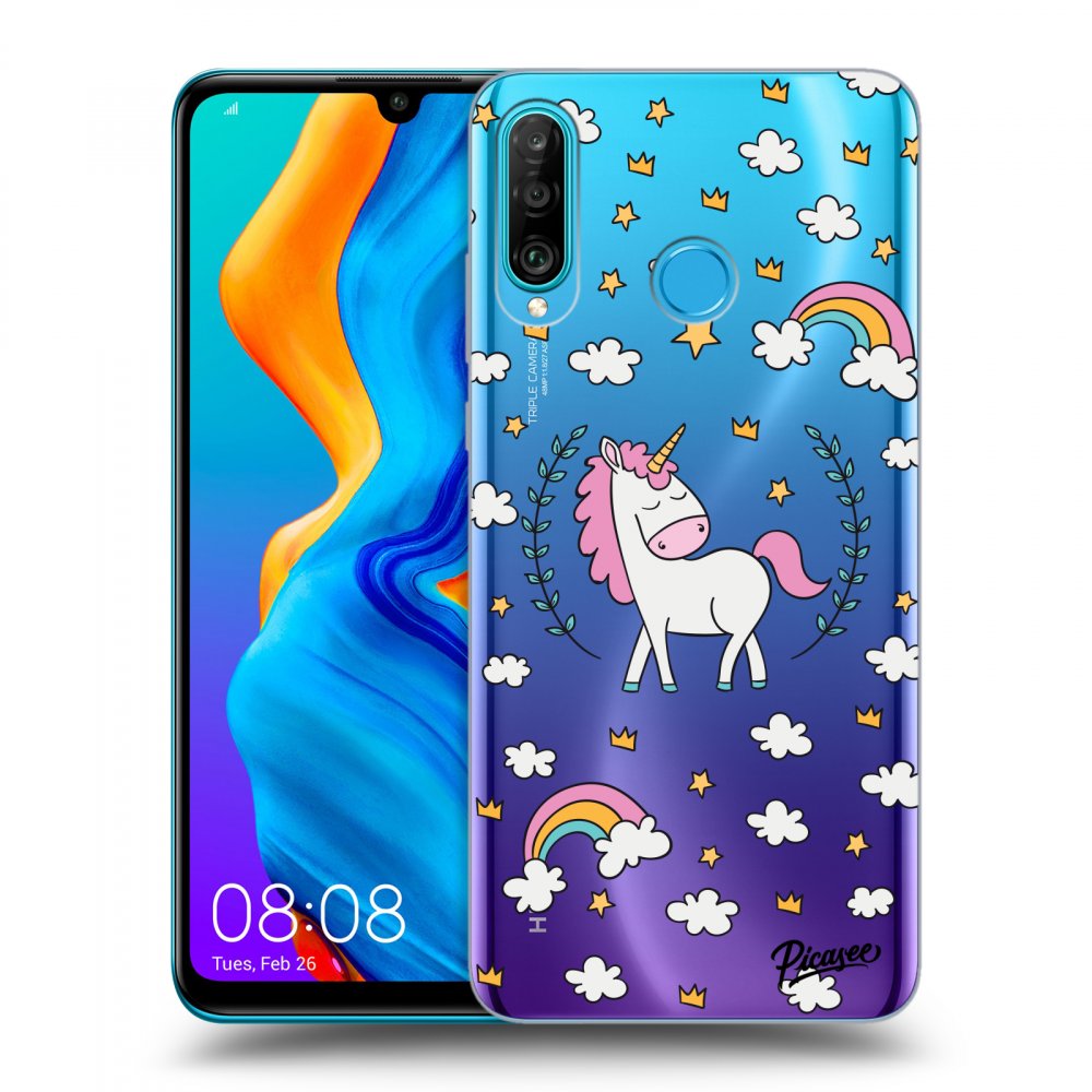 Picasee silikonový průhledný obal pro Huawei P30 Lite - Unicorn star heaven