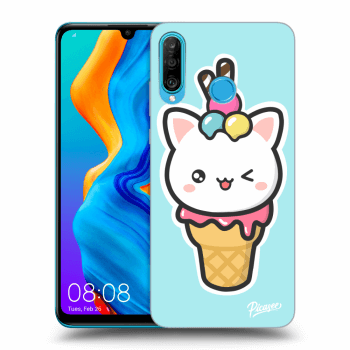 Picasee silikonový průhledný obal pro Huawei P30 Lite - Ice Cream Cat