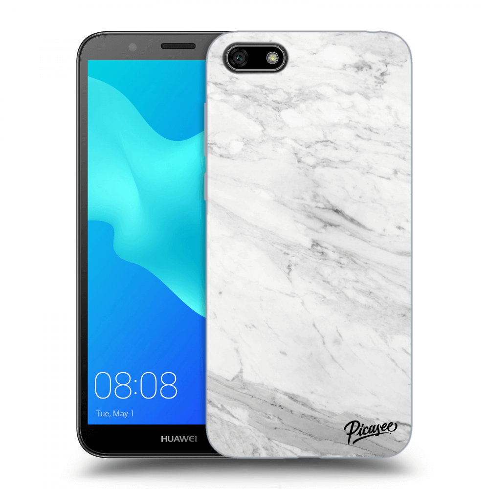 Picasee silikonový černý obal pro Huawei Y5 2018 - White marble